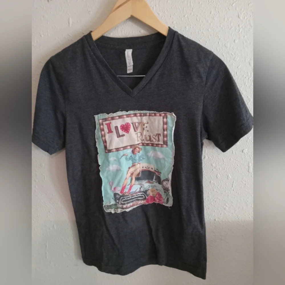 Bella Canvas I love Rust Cowgirl Western Tee Shirt - Picture 1 of 5